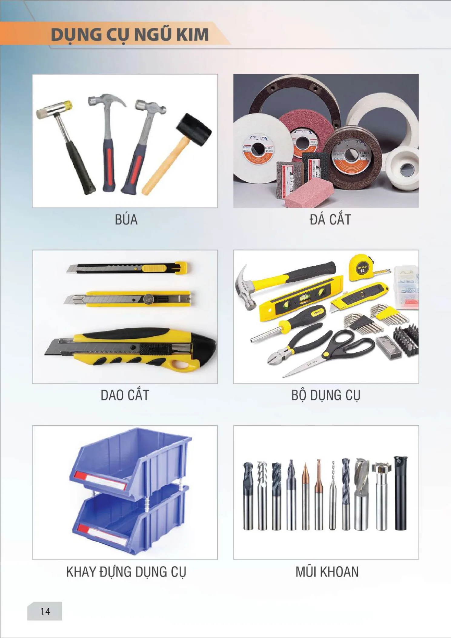 Dụng cụ ngũ kim — búa, đá cắt, dao cắt, bộ dụng cụ, ốc vít, dụng cụ tay cầm
